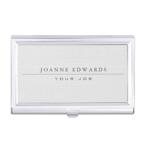 Minimalist modern professional white burlap business card holder