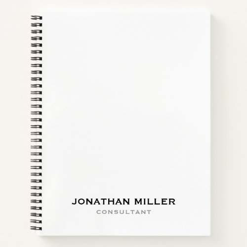 Minimalist Modern Professional White Notebook