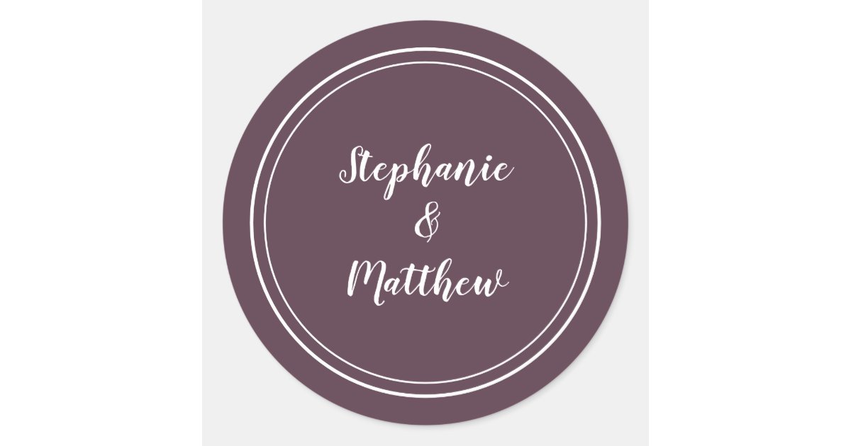 Minimalist Modern Purple Wedding Bride Groom Favor Classic Round ...