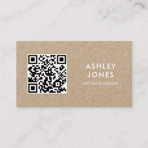 Minimalist Modern QR Code Kraft Business Card