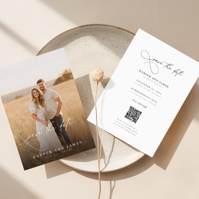 Minimalist Modern QR Code Photo Save The Date Invitation (Creator Uploaded)