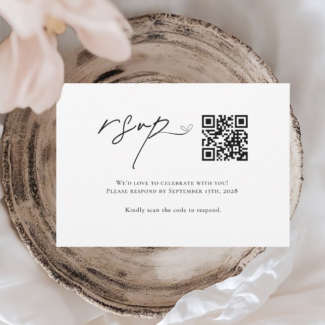 Minimalist Modern QR Code Wedding  RSVP Card (Creator Uploaded)