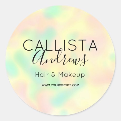 Minimalist Modern Rainbow Holograph Salon Classic Round Sticker