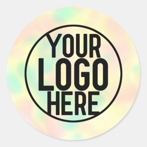 Minimalist Modern Rainbow Holograph Salon Logo Classic Round Sticker