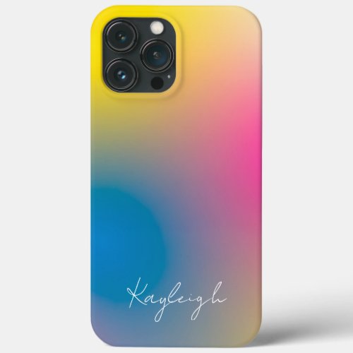 Minimalist Modern Rainbow Ombre w Custom Name iPhone 13 Pro Max Case