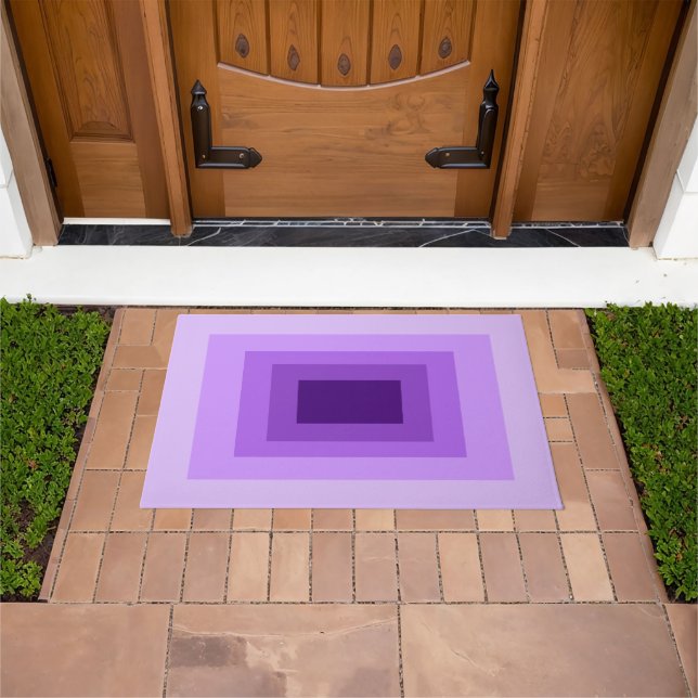 Minimalist Modern Rectangle Geometric Purple Lilac Doormat (Outdoor)