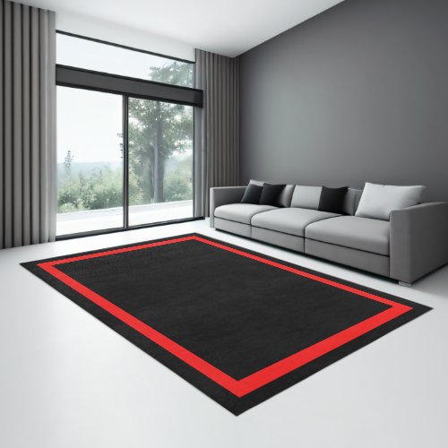 Minimalist Modern Red Black Area Rug