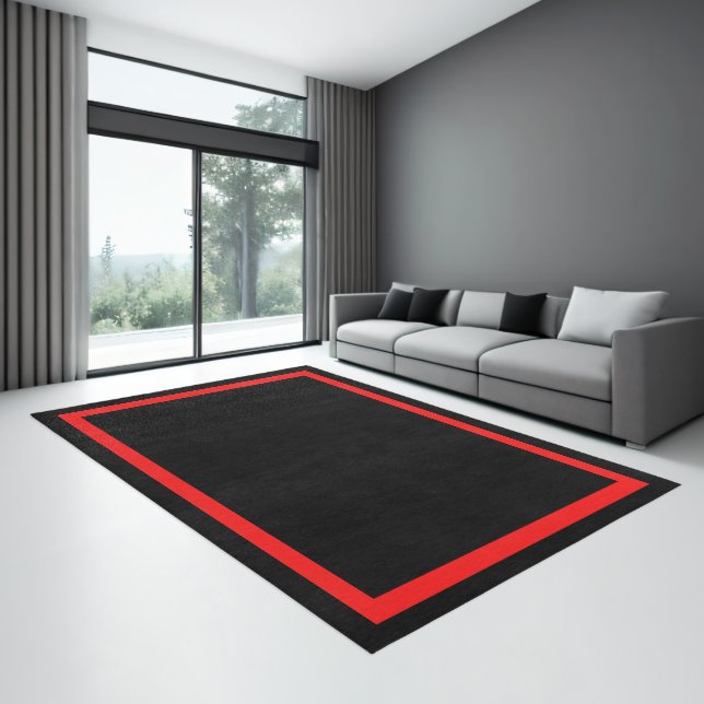 Minimalist Modern Red Black Area Rug (Insitu (Indoor 3))