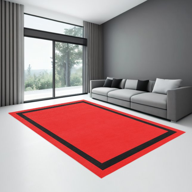 Minimalist Modern Red Black Area Rug (Insitu (Indoor 3))