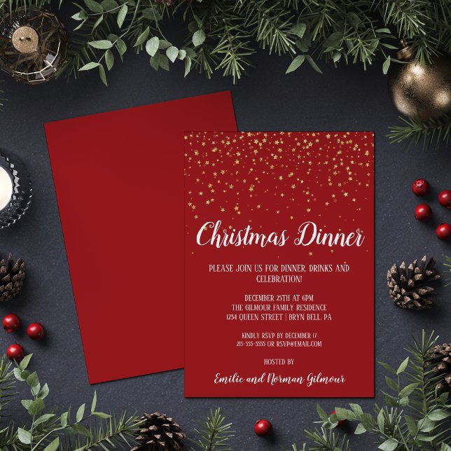 Minimalist Modern|Red Christmas Dinner Invitation (Creator Uploaded)