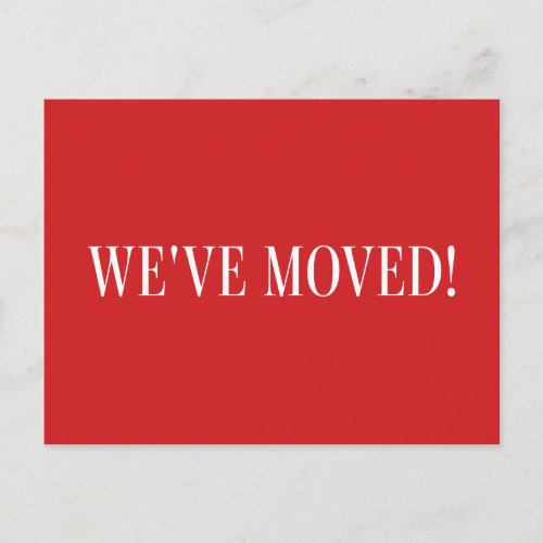 Minimalist Modern Red Moving Announcement   Postcard