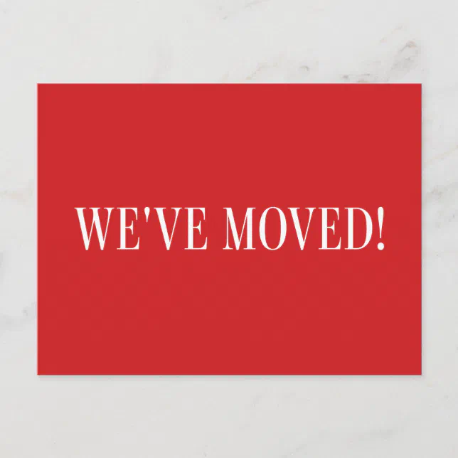 Red Moving Advertisement Minimalist Modern Red Moving Announcement Postcard | Zazzle