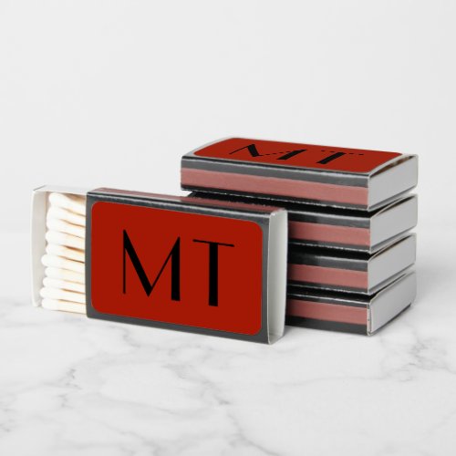 Minimalist Modern Red Orange Elegant Favor Matchboxes