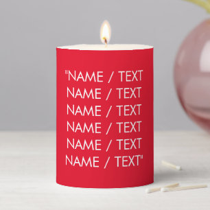 Minimalist modern red white custom text quote pillar candle