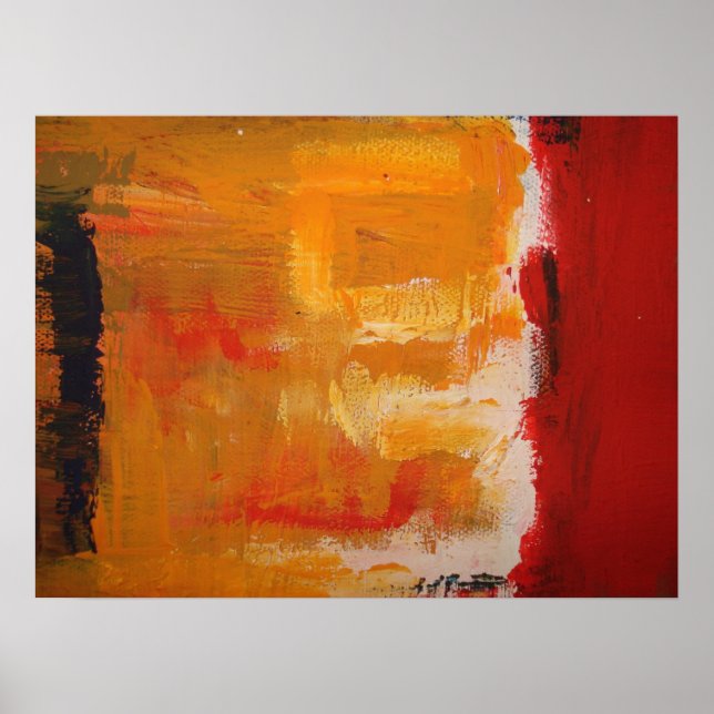 Minimalist Modern Red Yellow Abstract Poster Print (Front)