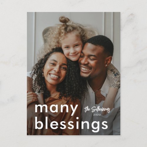 Minimalist Modern Religious Christmas Photo Holiday Postcard