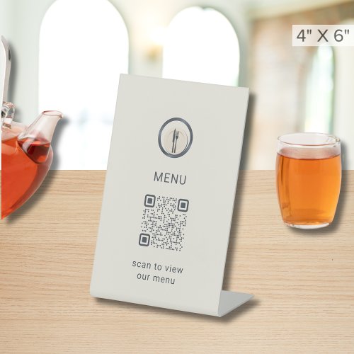 Minimalist Modern Restaurant QR Code Pedestal Sign