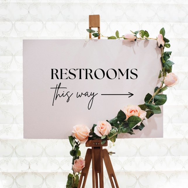 Minimalist Modern Restrooms This Way Wedding Sign (Creator Uploaded)