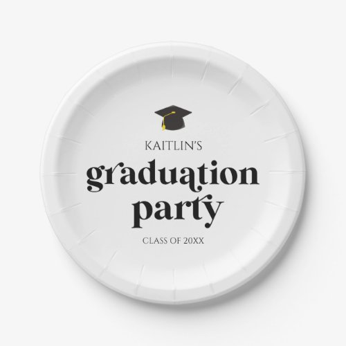 Minimalist Modern Retro Graduation Party Paper Plates