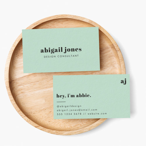 Minimalist Modern Retro Mint Green Stylish Casual Business Card