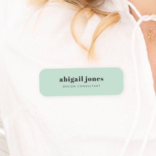 Minimalist Modern Retro Mint Green Stylish Casual  Name Tag