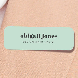Minimalist Modern Retro Mint Green Stylish Casual Name Tag