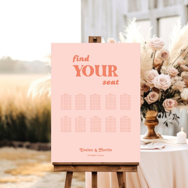 Minimalist Modern Retro Wedding Seating Chart  Foam Board (Creator Uploaded)