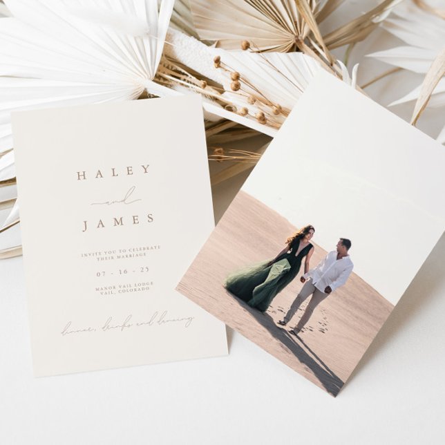 Minimalist Modern Romantic Script Photo Wedding Invitation (Creator Uploaded)