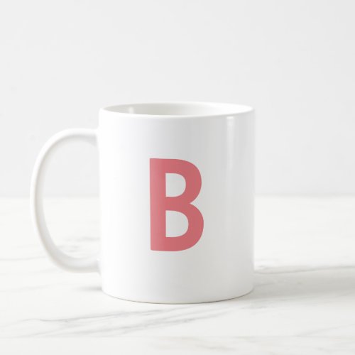 Minimalist modern rose pink letter monogram coffee mug