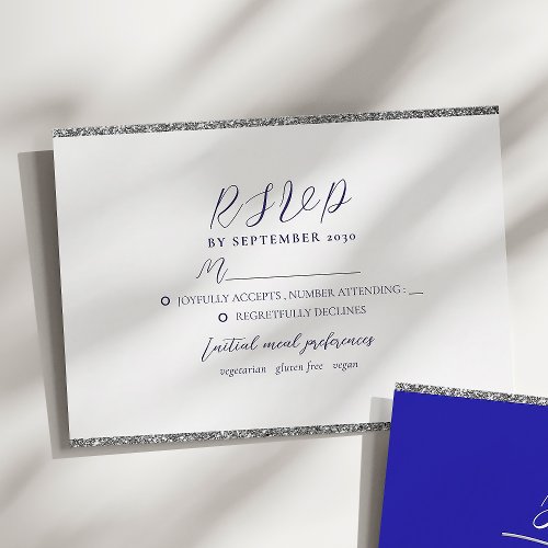 Minimalist Modern Royal Blue Wedding RSVP Card