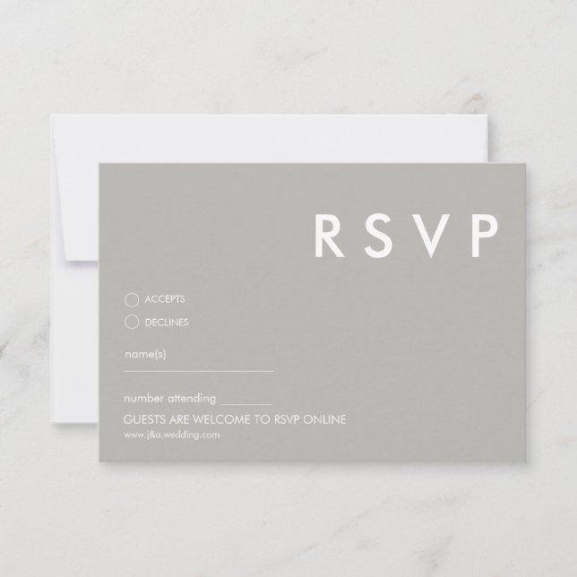 Minimalist Modern RSVP Card | Gray Wedding  (Front)