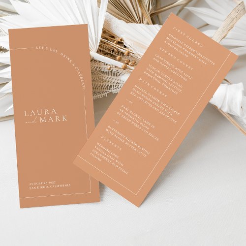 Minimalist Modern Rust Boho Arch Wedding Menu