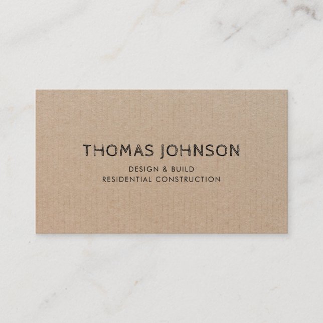 Minimalist Modern Rustic Construction Business Car Business Card (Front)