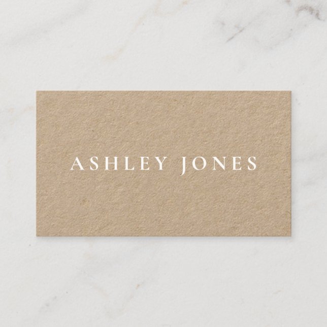 Minimalist Modern Rustic Kraft Business Card (Front)