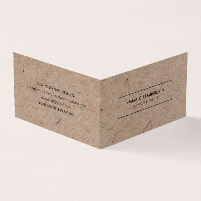 Minimalist Modern Rustic Kraft Paper Business Card (Outside)