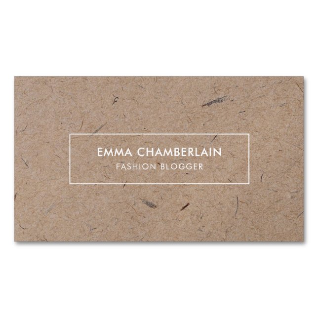 Minimalist Modern Rustic Kraft Paper Business Card Magnet (Front)