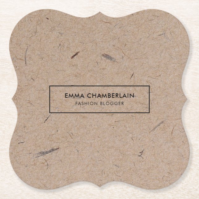 Minimalist Modern Rustic Kraft Paper Coaster (Front)