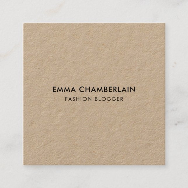 Minimalist Modern Rustic Kraft Paper Eco  Square Business Card (Front)