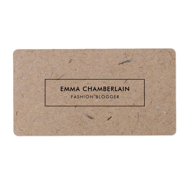 Minimalist Modern Rustic Kraft Paper  Label (Front)