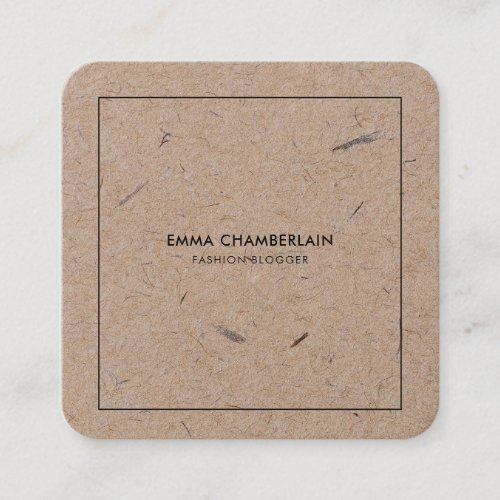 Minimalist Modern Rustic Kraft Paper Square Busine Square Business Card