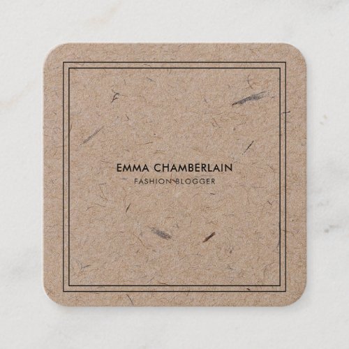 Minimalist Modern Rustic Kraft Paper  Square Business Card