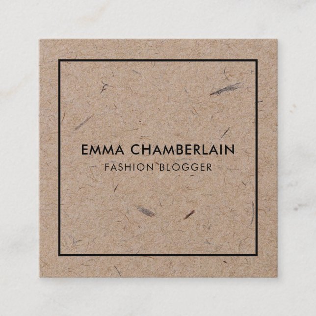 Minimalist Modern Rustic Kraft Paper Square Business Card (Front)