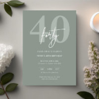Minimalist Modern Sage 40th Birthday Party