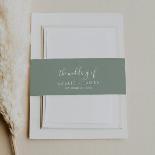 Minimalist Modern Sage Green Invitation Belly Band