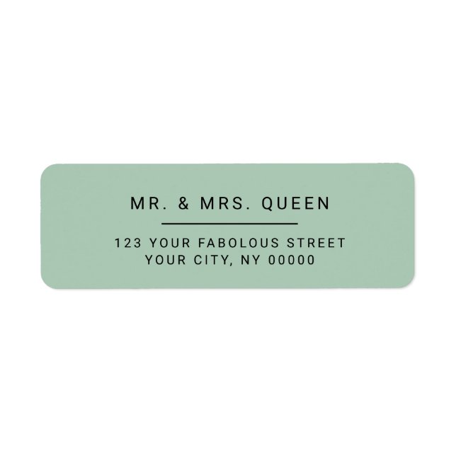 Minimalist Modern Sage Green Return Address Label (Front)