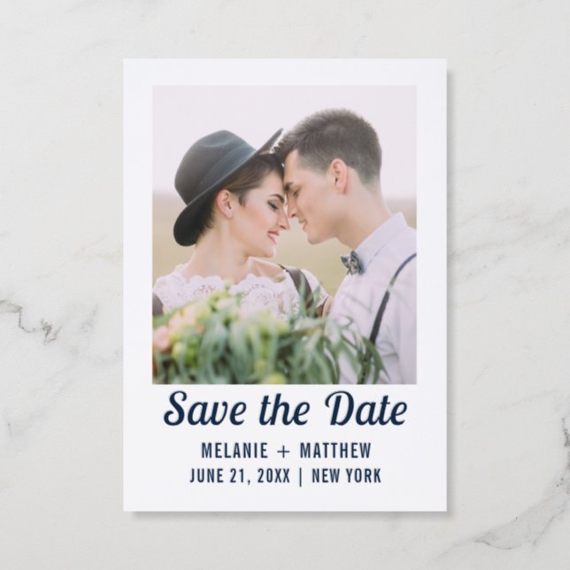 Minimalist Modern Save The Date Letterpress Photo Cards (Front)