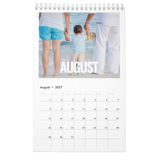 Minimalist modern script 2026 family photo calendar (Aug 2027)