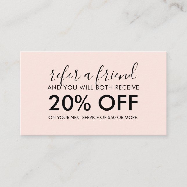 Minimalist Modern Script Blush Pink Referral (Front)