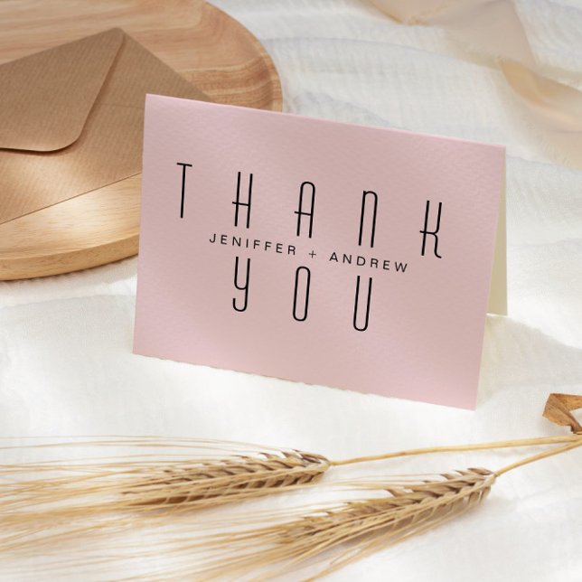 Minimalist Modern Script Blush Thank You Photo Card (Creator Uploaded)