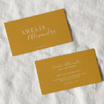 Minimalist Modern Script Boho Chic Mustard Yellow Business Card<br><div class="desc">Bold Minimalist Modern Professional Mustard Yellow Script Typography Business Card</div>